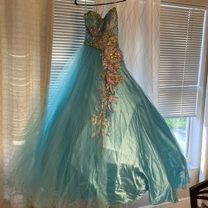 Vintage Custom made hand painted sweet sixteen prom dress. Sequins
